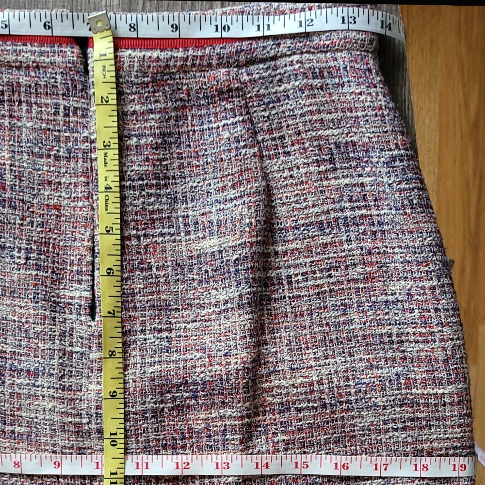 Carolina Herrera Tweed Pencil Skirt 6 Fringe Ribbon - Picture 5 of 8